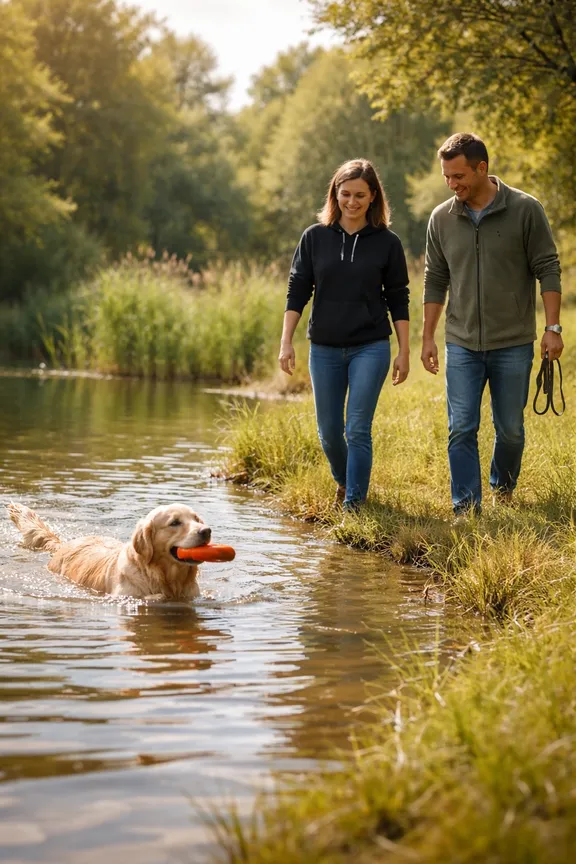 Anne unterwegs mit Hund in der Natur